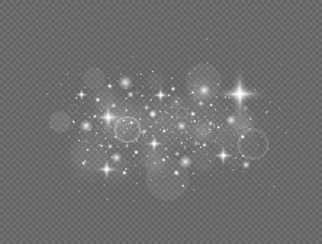 Las chispas blancas y las estrellas brillan efecto de luz especial Patrón abstracto de Navidad