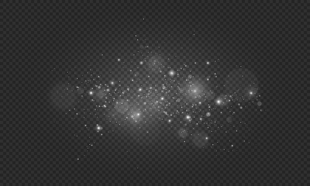 Las chispas blancas y las estrellas brillan efecto de luz especial Patrón abstracto de Navidad