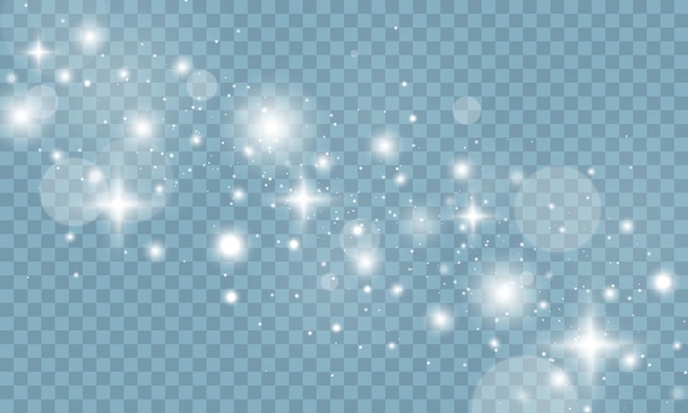 Chispas blancas y estrellas brillan efecto de luz especial Patrón abstracto de Navidad