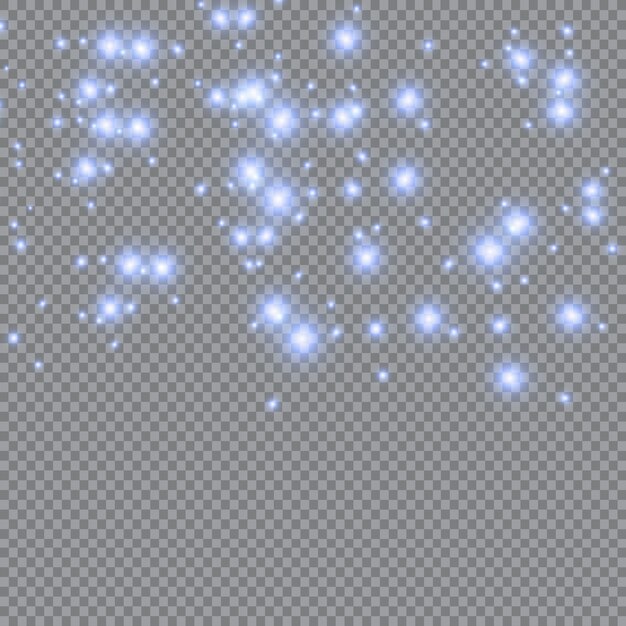 Chispas blancas y estrellas doradas brillan con luz especial. Brillantes partículas de polvo mágico.