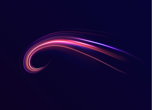 Chispas brillantes de colores de onda espiral Remolinos de línea de velocidad brillante curvada