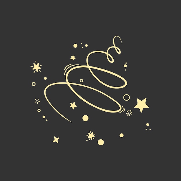 Las chispas doradas y las estrellas crean un diseño caprichoso sobre un fondo oscuro que agrega un toque mágico a cualquier proyecto artístico