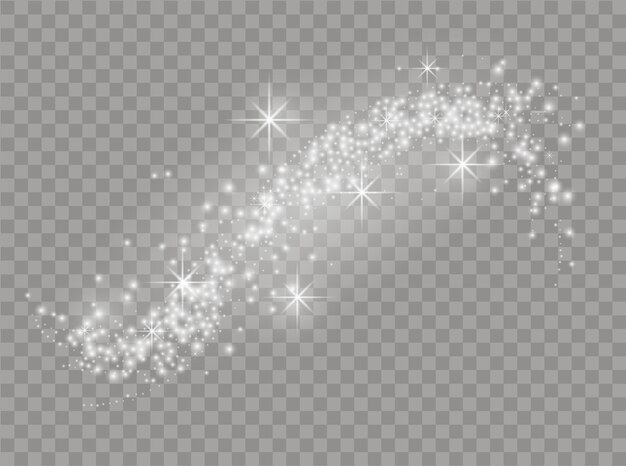 Vector chispas y estrellas blancas brillan con luz vectordust blanco destellos con fondo transparente patrón abstracto de navidad magia brillante partículas de polvo