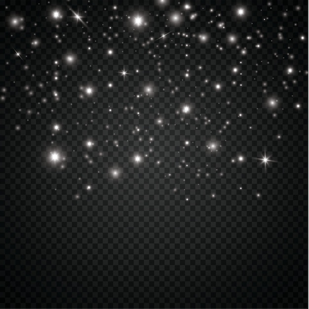 Las chispas y las estrellas brillan con un efecto de luz especial. Partículas de polvo mágico espumoso.