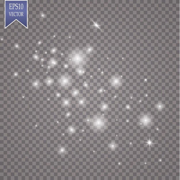 Las chispas y las estrellas brillan con un efecto de luz especial. Partículas de polvo mágico espumoso.