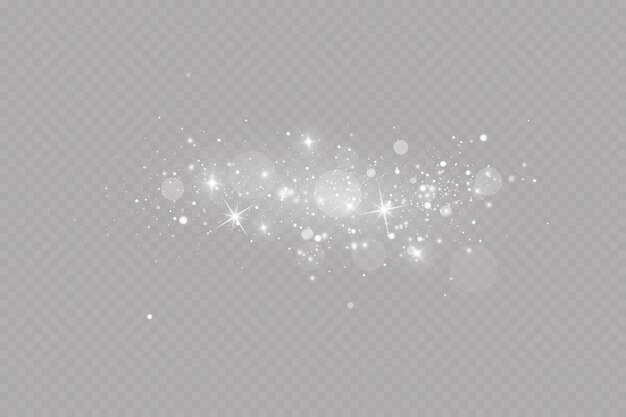 Las chispas y las estrellas brillan con una luz especial Efecto de luz navideña Partículas de polvo de hadas brillantes
