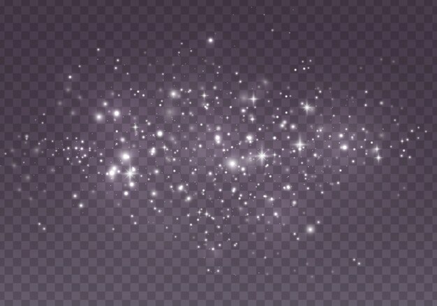 Las chispas y las estrellas doradas brillan con una luz especial. Brillantes partículas de polvo mágico.