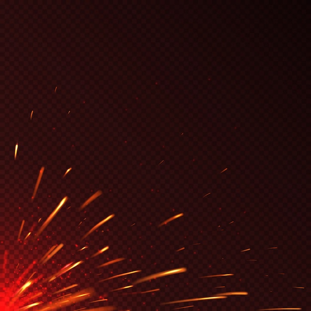 Las chispas del fuego rojo que brillaban intensamente aislaron el fondo del vector. Ilustración de chispa brillante ardiente ilustración