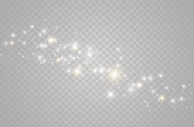 Las chispas de polvo brillan con una luz especial. Partículas de polvo mágico espumoso.
