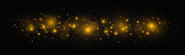 Chispas de polvo brillante y estrellas con efecto de luz