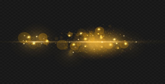 Las chispas de polvo y las estrellas brillan con una luz especial. Efecto de luz de Navidad.