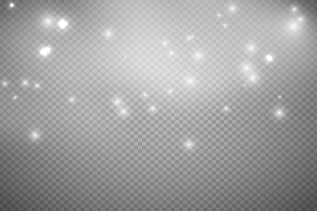 Las chispas de polvo y las estrellas doradas brillan con una luz especial Vector brilla en un fondo transparente Efecto de luz navideña Particulas de polvo mágicas brillantes