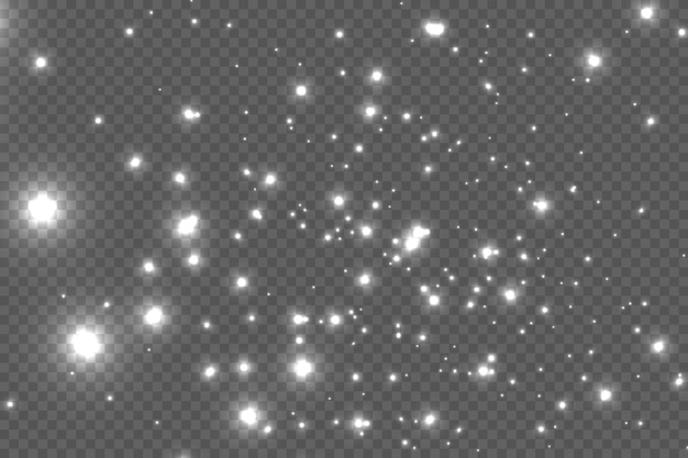 Las chispas de polvo y las estrellas doradas brillan con una luz especial Vector brilla sobre un fondo transparente