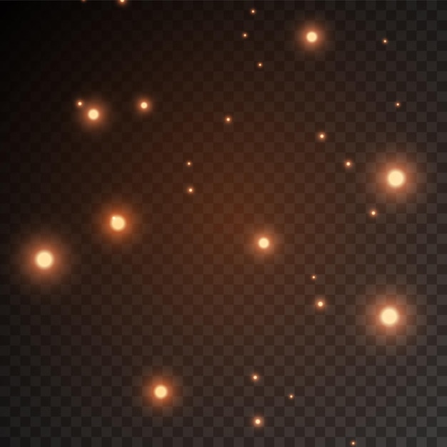 Las chispas de polvo y las estrellas rojas brillan con destellos especiales de brillo rojo claro.