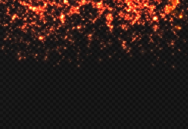Las chispas de polvo y las estrellas rojas brillan con destellos especiales de brillo rojo claro.