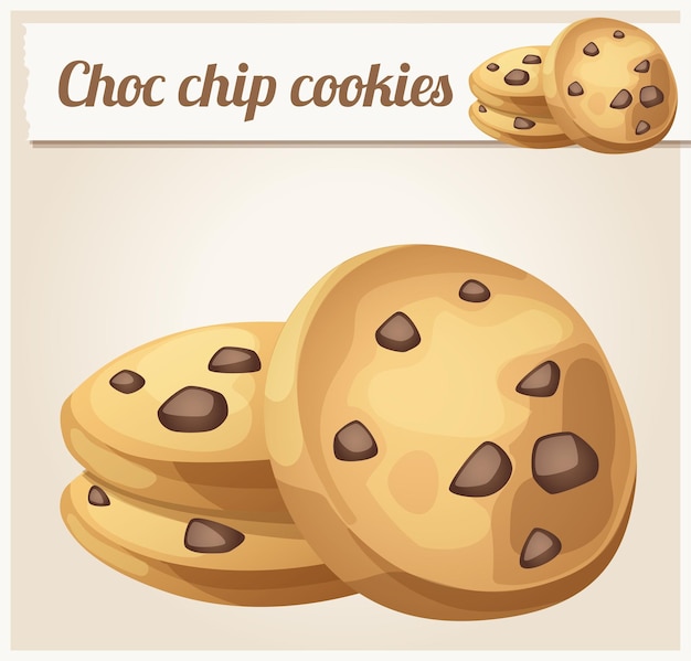 Choc chip galleta icono dibujos animados vector ilustración