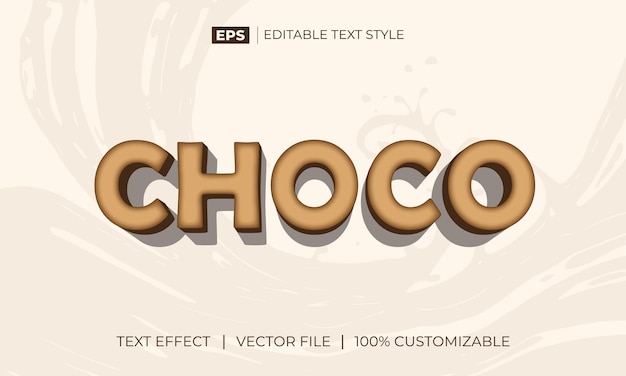 Choco 3d efecto de texto editable eps premium con fondo