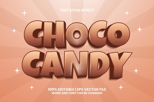 Choco candy efecto de texto editable estilo de juegos de dibujos animados