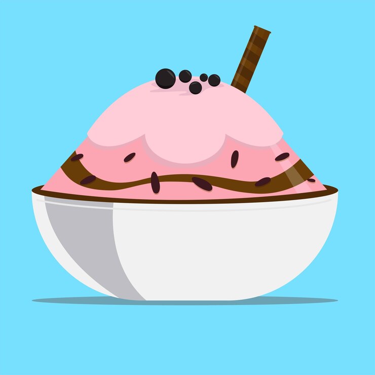 Vector choco fresa con rollo de oblea bingsu