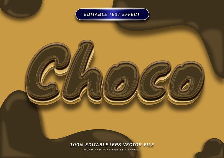 Vector choco texto en negrita efecto editable diseño de estilo dulce