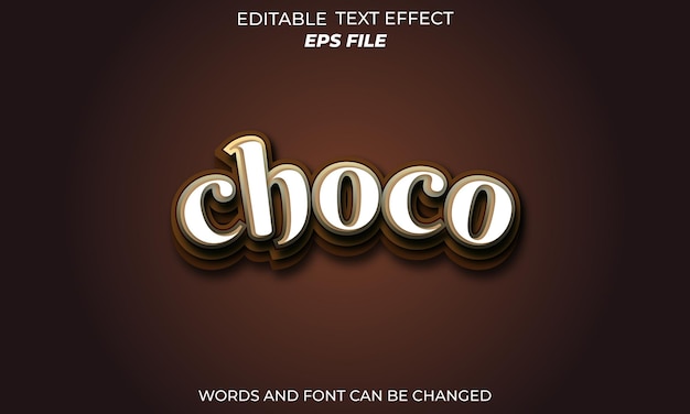 choco verano plantilla vectorial de estilo de texto de efecto de texto editable en 3D