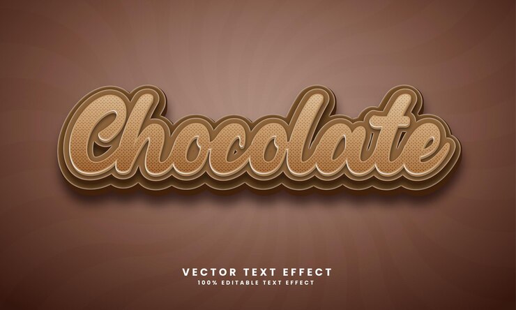 Vector chocolate 3d vector efecto de texto editable con fondo