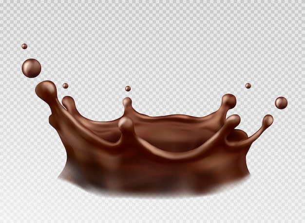 chocolate caliente, corona de chocolate líquido splash.