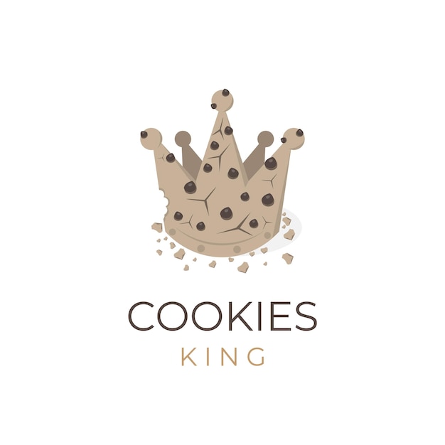 Chocolate chip cookies king crown vector ilustración logo