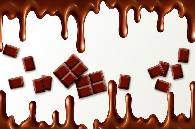 Vector con chocolate y chocolate sobre un fondo blanco