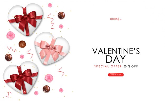 Chocolate realista, rosa, regalo, confeti rosa, día de san valentín, fiesta, fondo rosa, concepto de amor, tarjeta romántica, banner de venta, día de la tienda