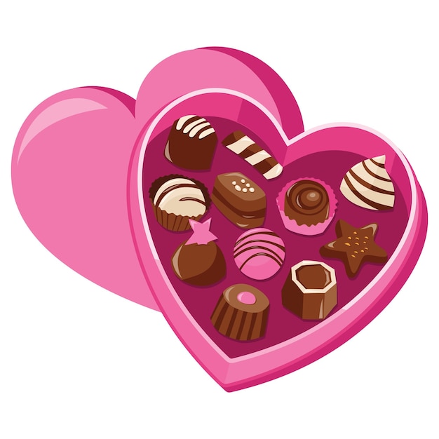 Descarga Vector De Diseño De Caja De Chocolate En Forma De Corazón