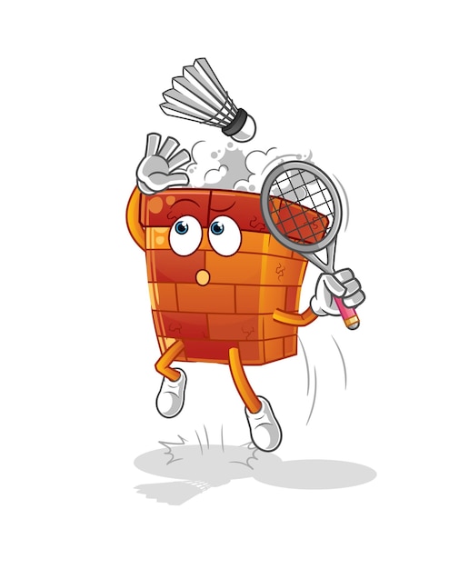 Choque de chimenea en vector de mascota de dibujos animados de dibujos animados de bádminton