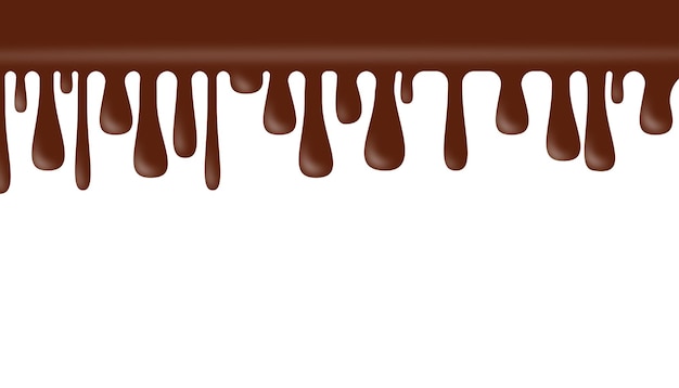 Chorreaba chocolate. chocolate que gotea sin costuras repetible sobre fondo blanco. ilustración vectorial