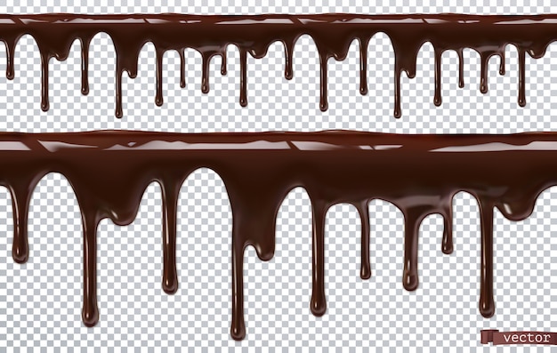 Vector chorreando chocolate. derretir goteo. 3d realista, de patrones sin fisuras
