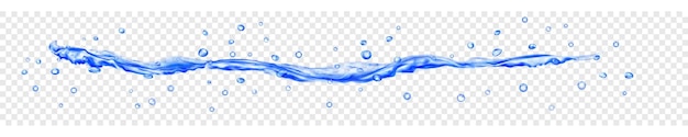 Chorro de agua translúcido con gotas en colores azules aislado sobre fondo transparente Transparencia solo en archivo vectorial