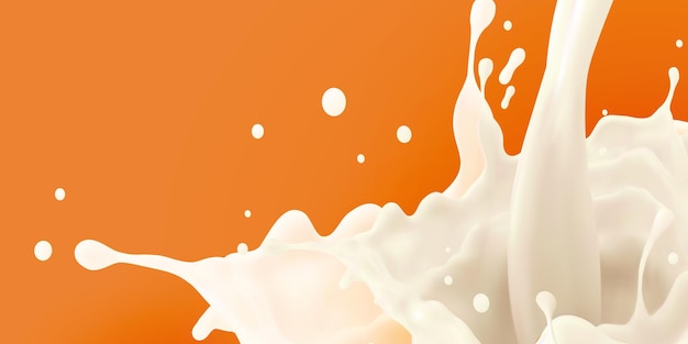 Chorro de leche fondo lechoso salpicadura realista líquido blanco salpicadura sobre fondo aislado 3d illustra