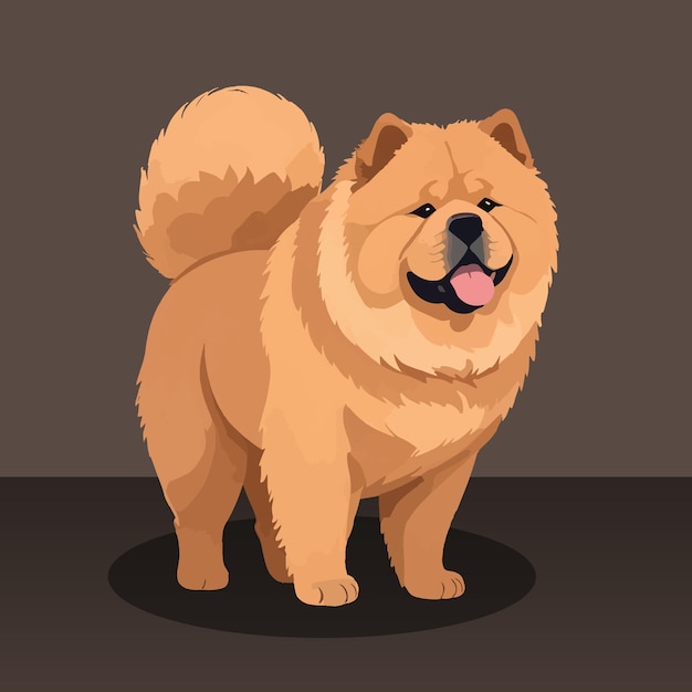 Chow Chow Dog dibujos animados Icono vectorial Ilustración Logotipo de perro animal