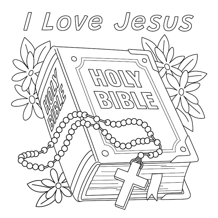 Vector christian i love jesus página para colorear para niños