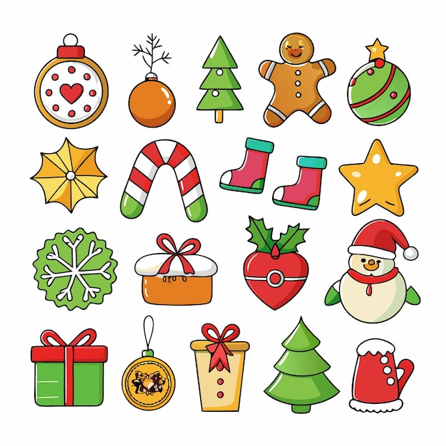 Christmas cartoon icon set