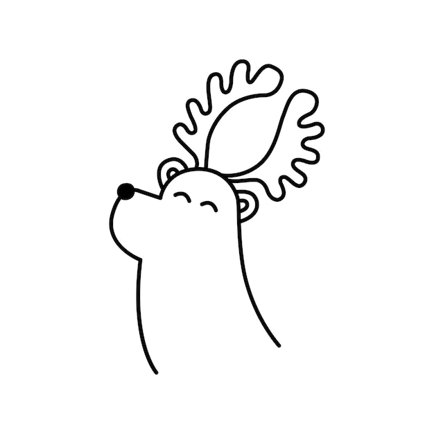 Christmas deer doodle clipart 2023 Cute deer line art Personaje de dibujos animados aislado sobre fondo blanco