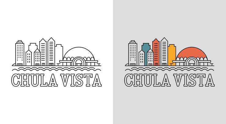 Vector chula vista skyline with bayfront