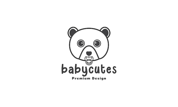 Chupete de bebé con líneas de oso logo símbolo vector icono ilustración diseño gráfico