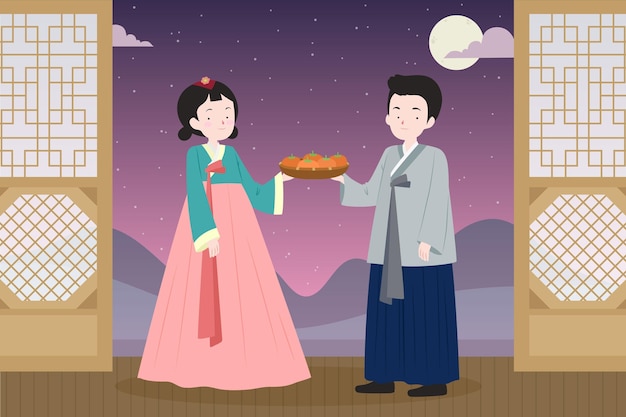 Chuseok dibujado a mano