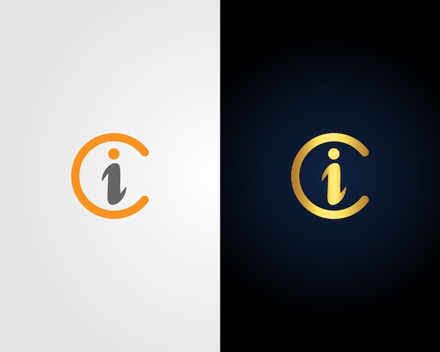Ci o iC plantilla vectorial de diseño de íconos de logotipo abstracto