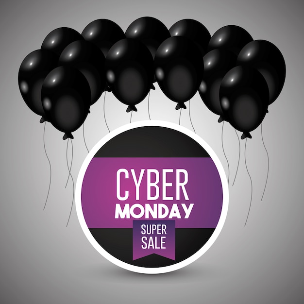 Ciber lunes emblema con globos decoracion