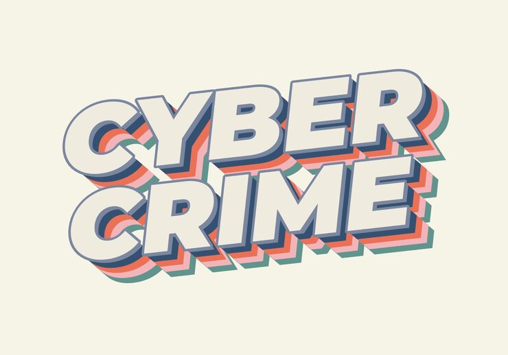 Vector cibercrimen efecto de texto en negrita con colores modernos
