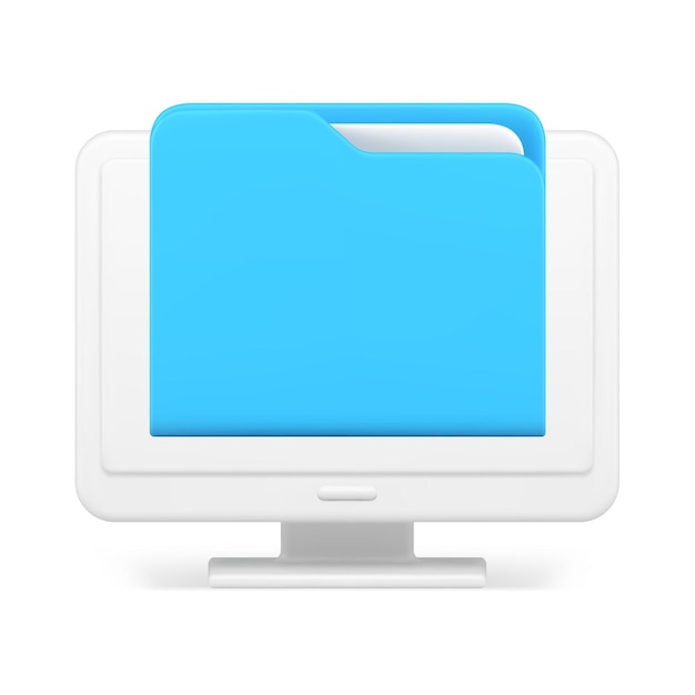 Ciberespacio archivo de documentos carpeta de almacenamiento base de datos gestión de archivos monitor de computadora vector de íconos 3D