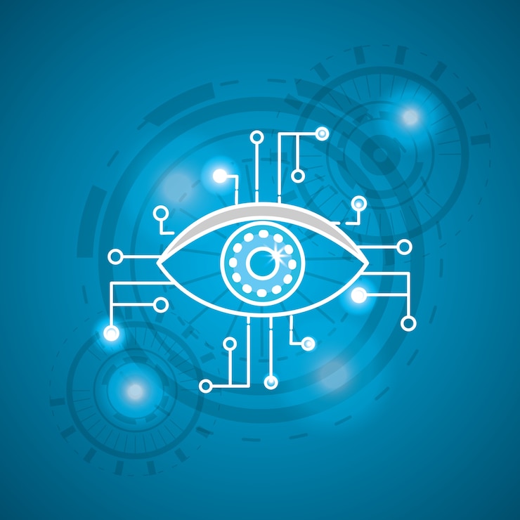 Vector ciberespacio digital con sistema de conexión visual