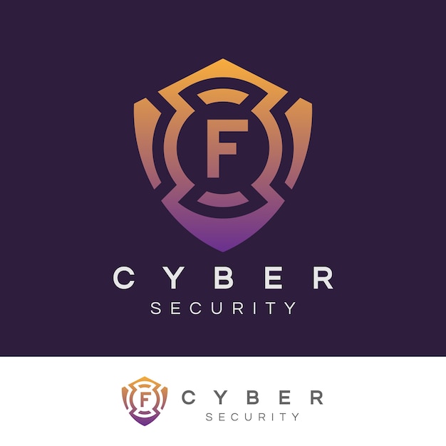 ciberseguridad inicial letra F diseño de logotipo