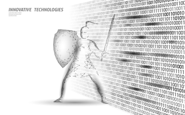 Ciberseguridad khight en la masa de datos. Ilustración de negocio de red de tecnología de innovación futura poligonal poligonal de privacidad de información de bloqueo de seguridad de Internet.